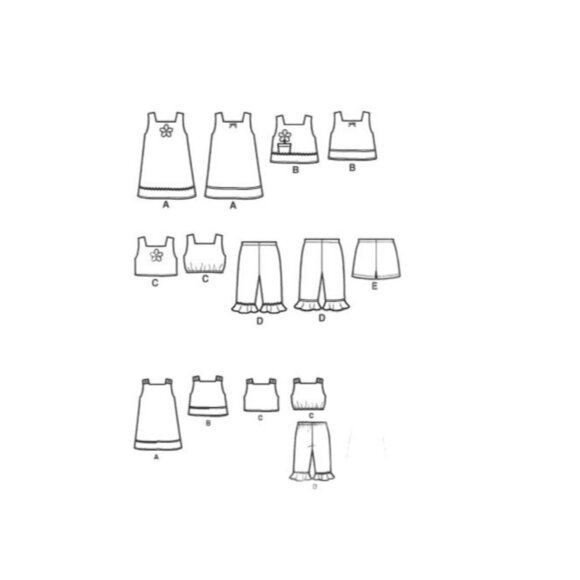 Simplicity Sewing Pattern 5157 Dress Top Capri Pants Shorts Toddlers Size 1/2-4 - Picture 2 of 3